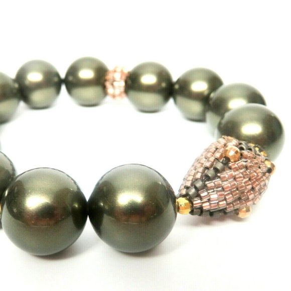 MIGUEL ASES GREEN PEARL & ROSE GOLD MYUKI BEAD - Picture 1 of 2
